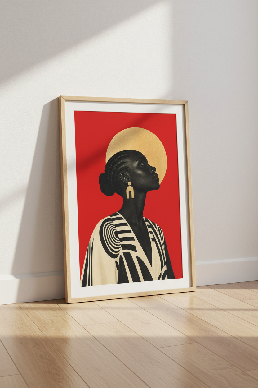 silhouette art | Bold Black &amp; Gold Halo, Living Room Decor