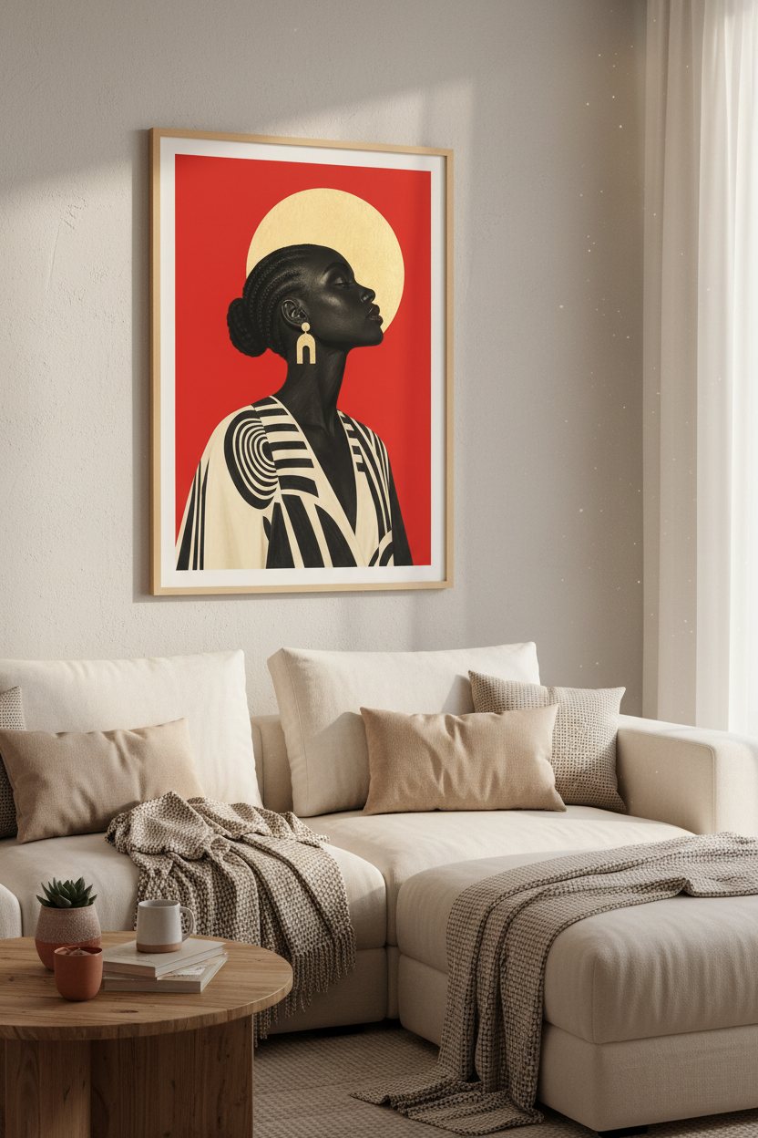 silhouette art | Bold Black &amp; Gold Halo, Living Room Decor