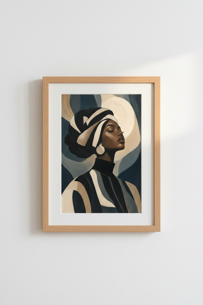 Abstract African Portrait Wall Art Print | Living Room Decor | Chic Poster