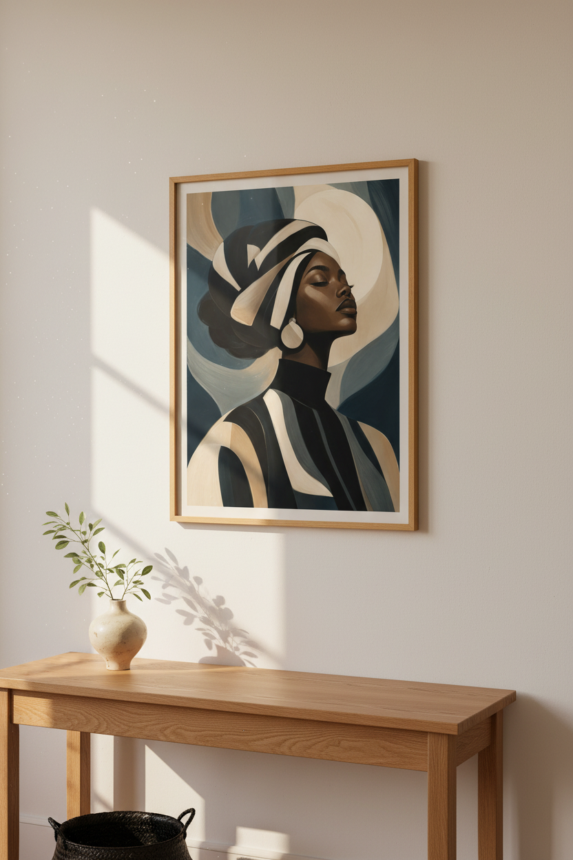 Abstract African Portrait Wall Art Print | Living Room Decor | Chic Poster