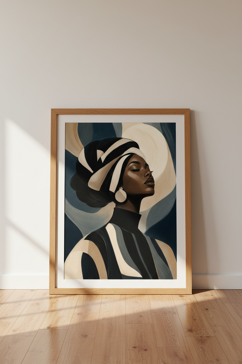 Abstract African Portrait Wall Art Print | Living Room Decor | Chic Poster