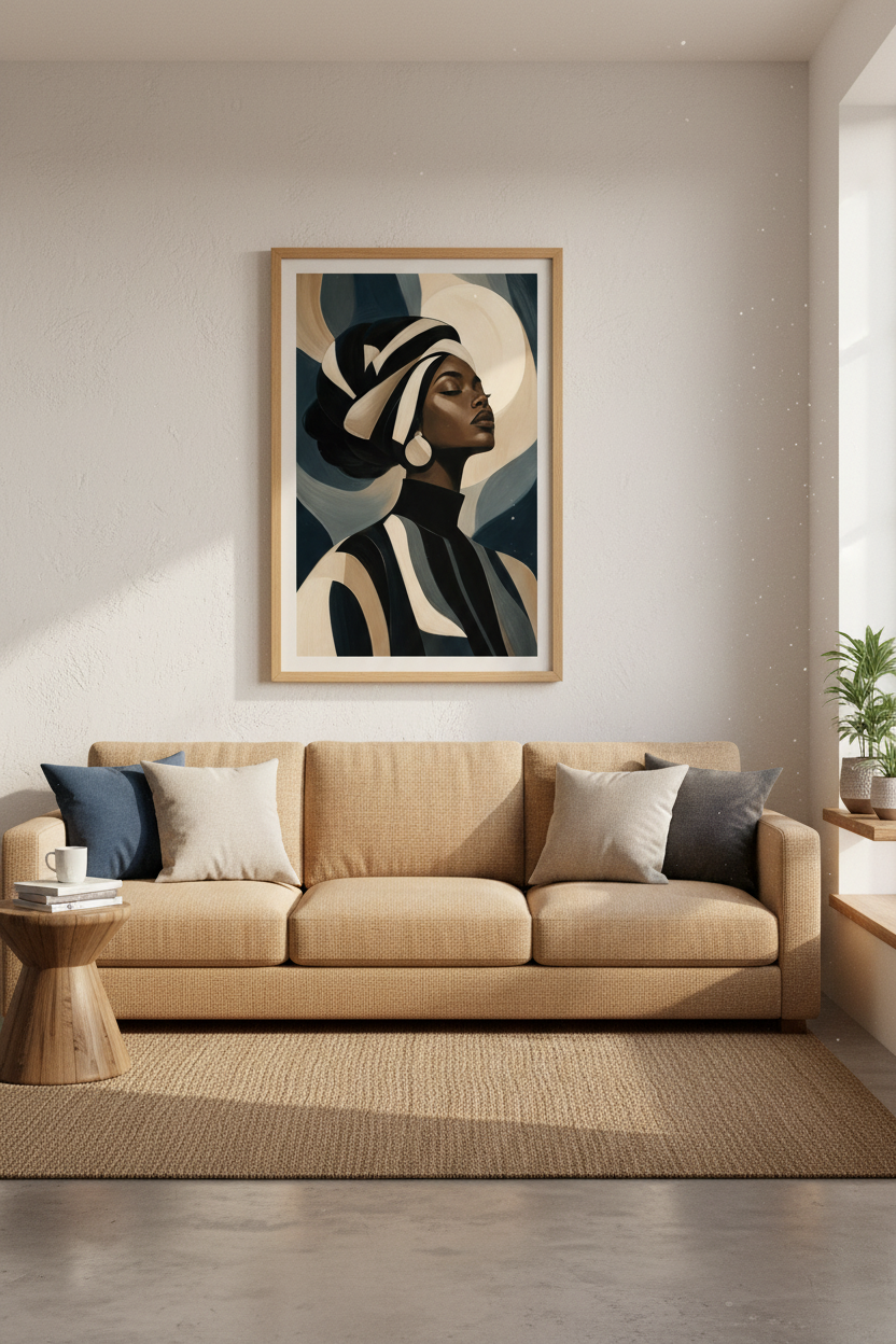 Abstract African Portrait Wall Art Print | Living Room Decor | Chic Poster