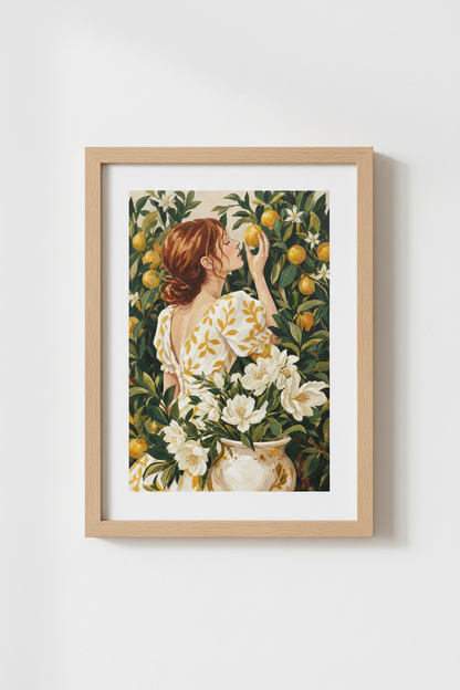 botanical wall art | Impressionist Lemon Garden, Living Room Decor