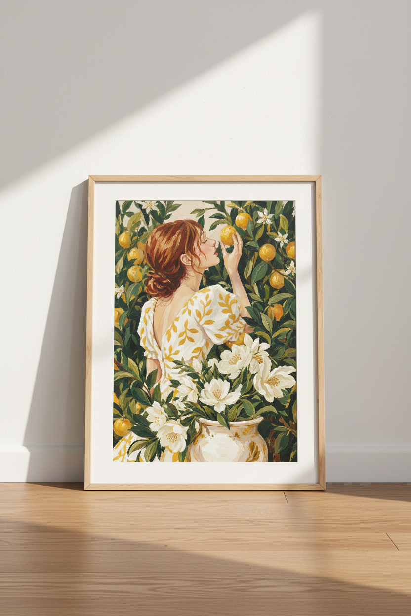 botanical wall art | Impressionist Lemon Garden, Living Room Decor
