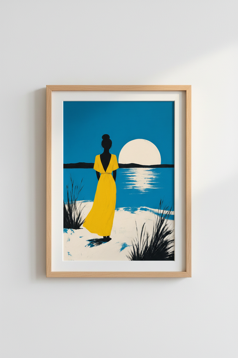 Silhouette Wall Art | Abstract Sunset Palette, Living Room Decor