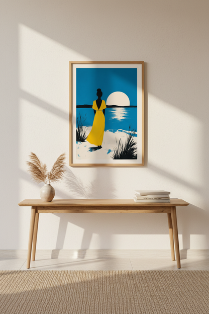 Silhouette Wall Art | Abstract Sunset Palette, Living Room Decor