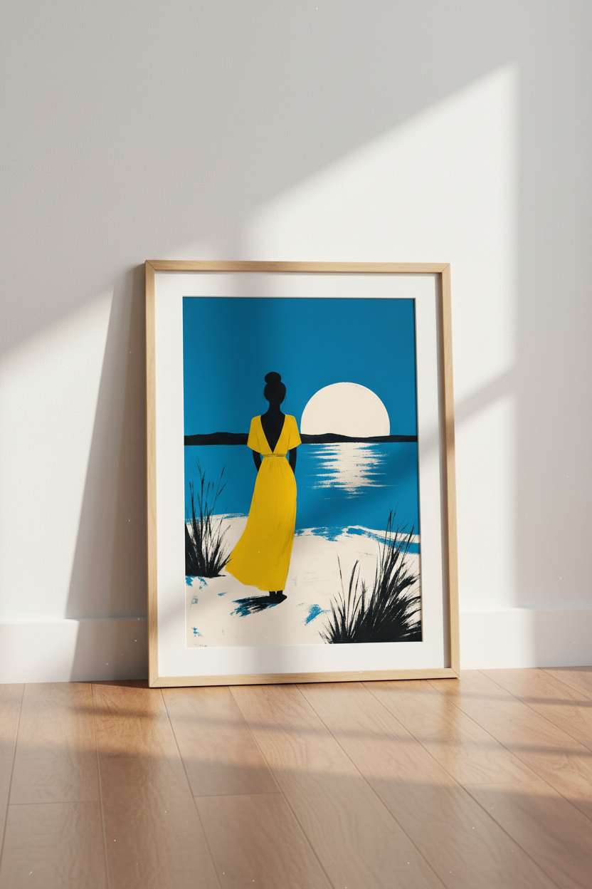 Silhouette Wall Art | Abstract Sunset Palette, Living Room Decor