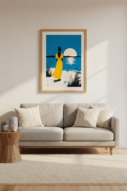 Silhouette Wall Art | Abstract Sunset Palette, Living Room Decor