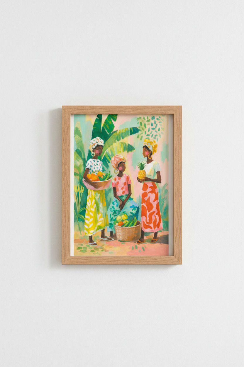 boho wall art print | tropical vibes living room decor | vibrant poster