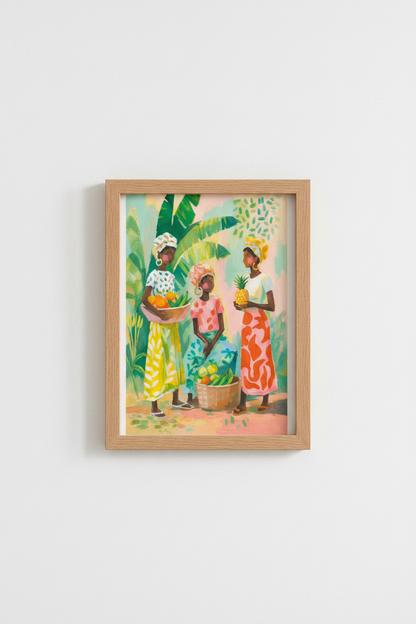 boho wall art print | tropical vibes living room decor | vibrant poster