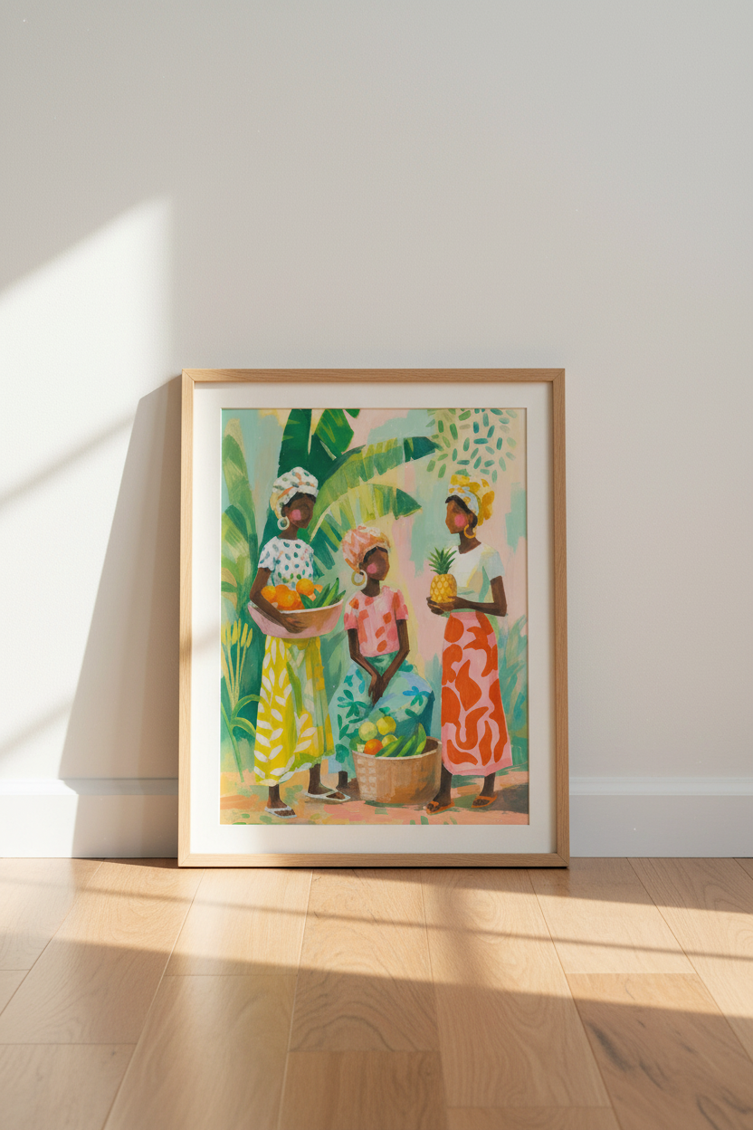 boho wall art print | tropical vibes living room decor | vibrant poster