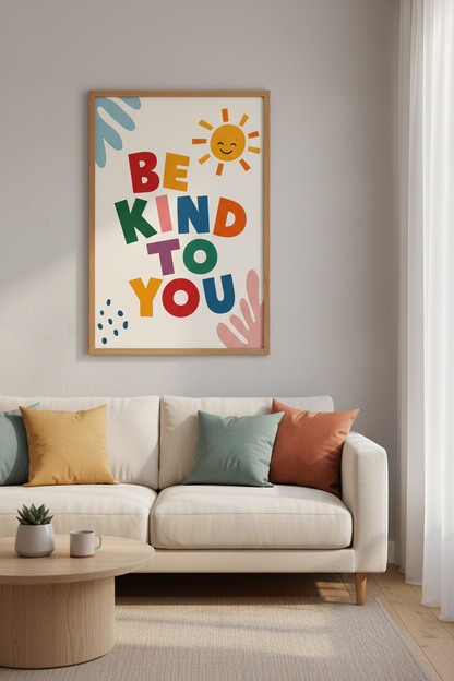 Be Kind To You Wall Art | Colorful Nursery Decor | Sun Affirmation Poster