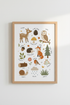 Woodland Animals Forest Friends Wall Art | Nursery Educational Decor | Boho Kids Poster
