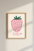 Strawberry Nursery Wall Art Print | Pink Alphabet Poster | Cute Kids Playroom Decor