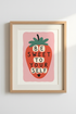 Wall Art Print | Strawberry Retro Danish Pastel Poster | Kitchen & Dorm Decor