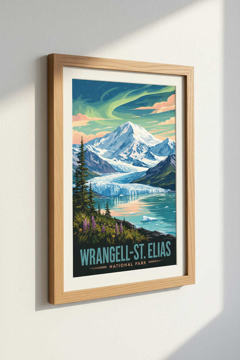 Wrangell-St. Elias National Park Art | Aurora Mountain Poster | Alaska Nature Decor
