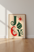 Joy Christmas Typography Wall Art | Mid Century Modern Retro Poster | Holiday Decor