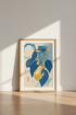 Japanese Pear Branch Wall Art Print | Indigo Blue & Gold | Zen Kitchen Decor