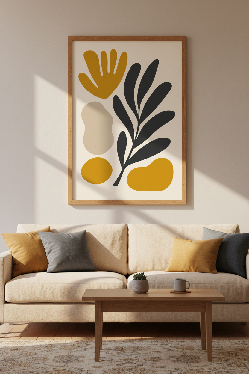 Abstract plant art | Modern warm tones, Living room decor
