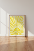 Boho Yellow Sun & Sea Watercolor Print | Tribal Folk Art Poster | Nursery Room Decor