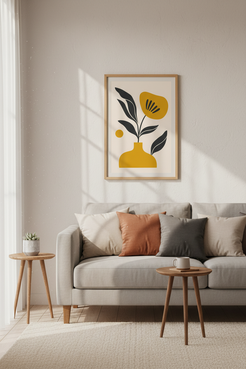 Boho Wall Art Print | Living Room Decor | Abstract Floral Poster