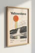 Yellowstone National Park Poster | Retro Sun & Rainbow Wall Art | Modern Nature Decor