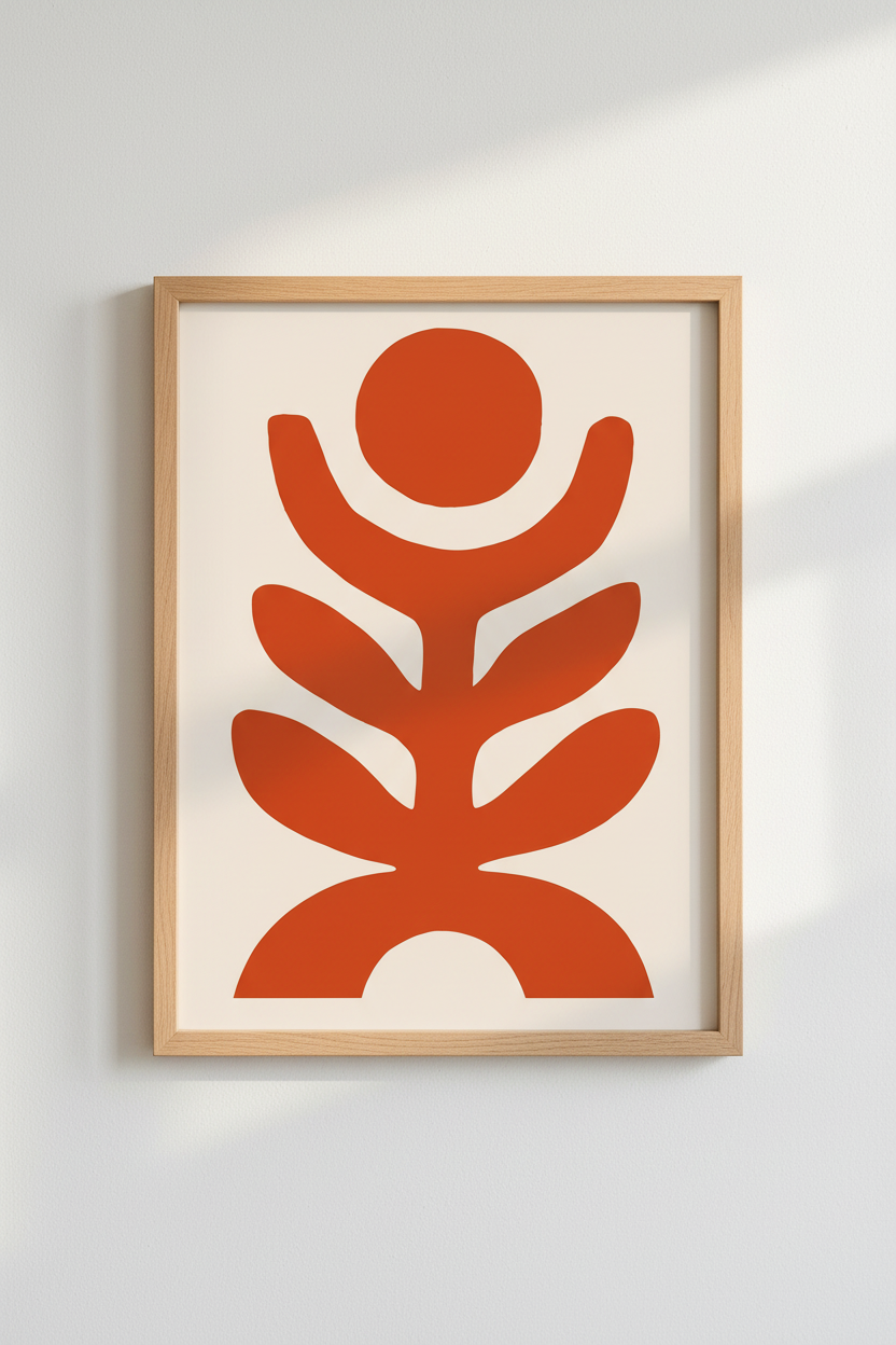 Abstract Leaf Poster | Orange Shapes, Living Room Decor