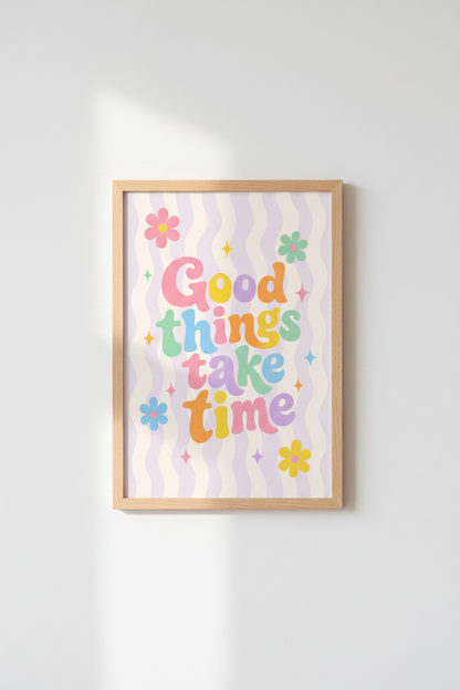Pastel Groovy Art Print | Retro Quote Poster, Danish Pastel Room Decor