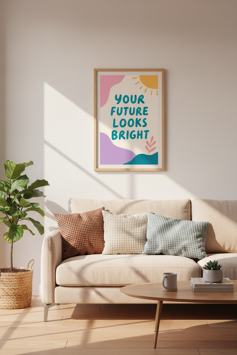 Colorful Nursery Art Print | Pastel Sun Quote Poster, Playroom Wall Decor