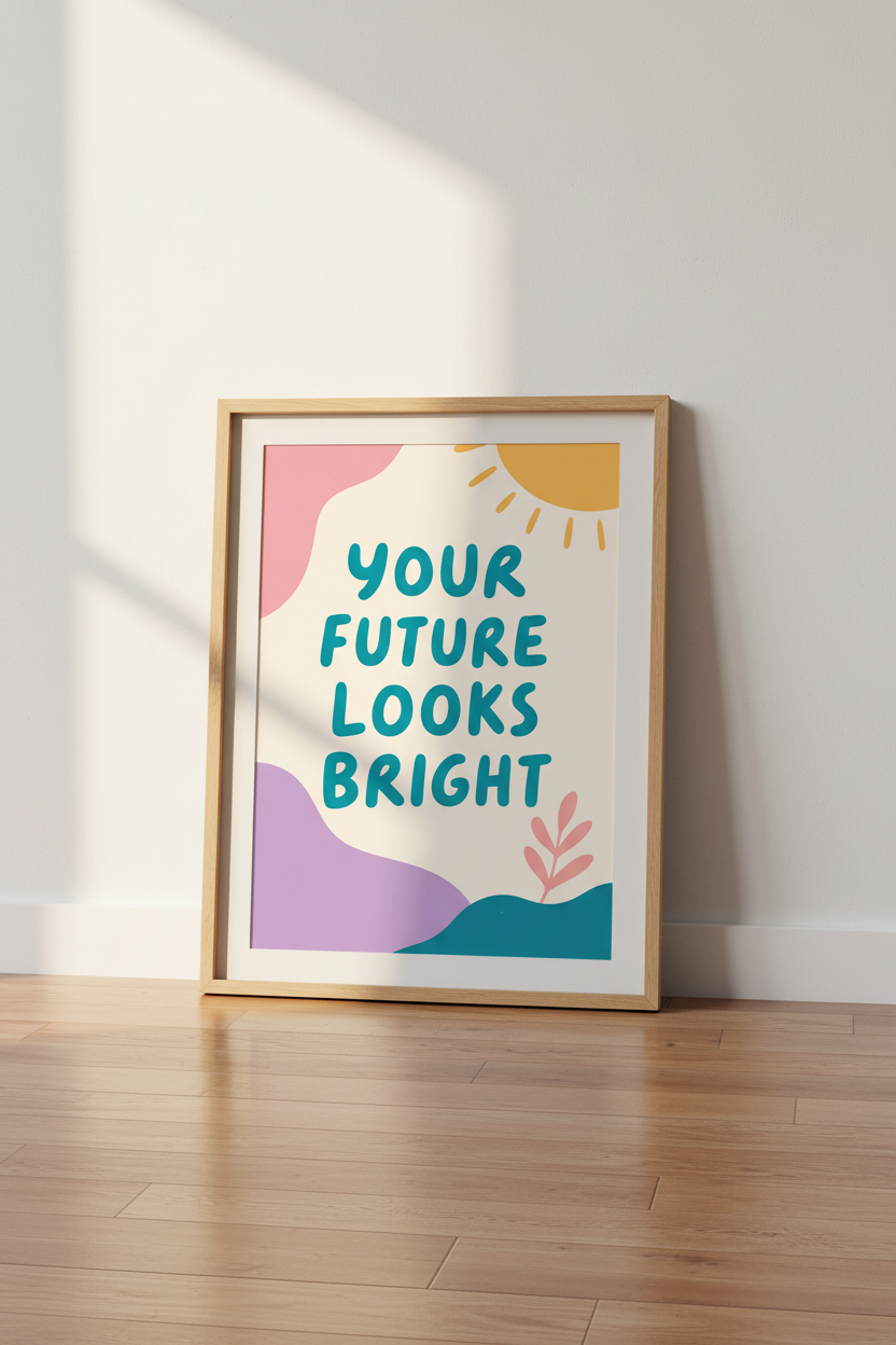 Colorful Nursery Art Print | Pastel Sun Quote Poster, Playroom Wall Decor