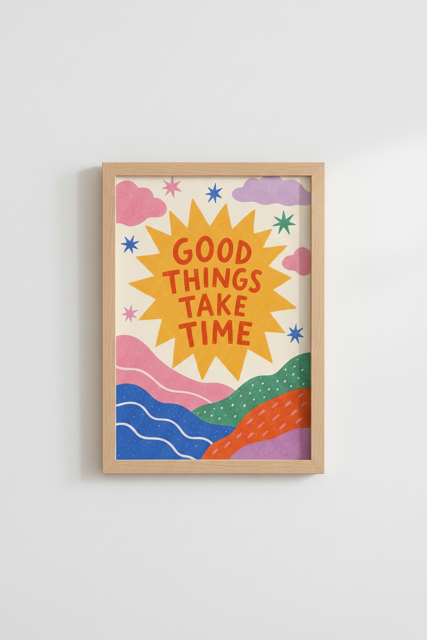 Motivational Poster | Sunburst Print for Living Room Decor | Colorful Pop