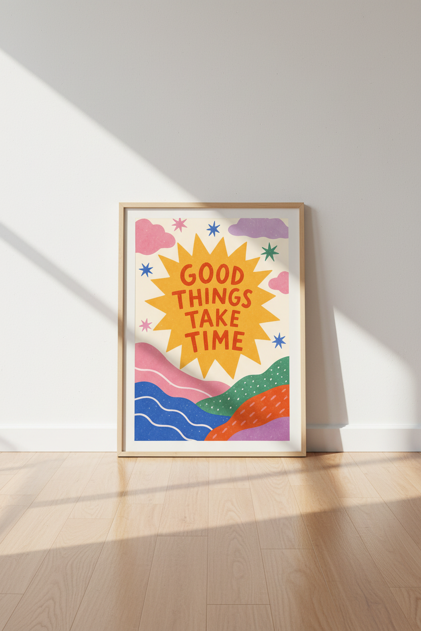 Motivational Poster | Sunburst Print for Living Room Decor | Colorful Pop