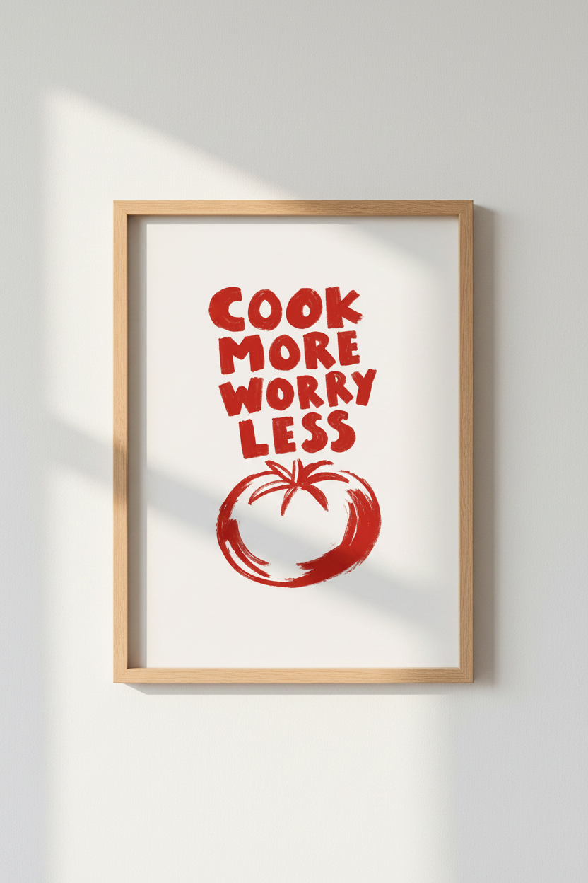 Tomato Kitchen Wall Art Print | Red Foodie Decor | Minimalist Quote Poster