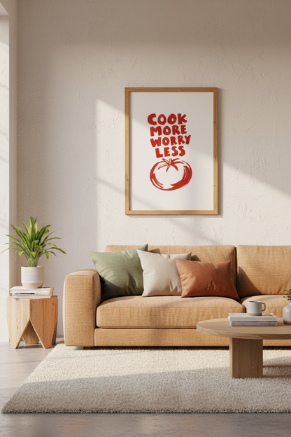 Tomato Kitchen Wall Art Print | Red Foodie Decor | Minimalist Quote Poster