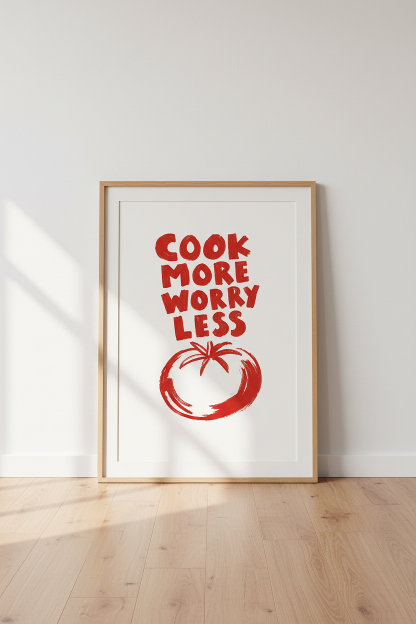 Tomato Kitchen Wall Art Print | Red Foodie Decor | Minimalist Quote Poster