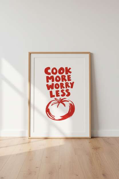 Tomato Kitchen Wall Art Print | Red Foodie Decor | Minimalist Quote Poster