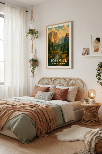 Granite Giants – Yosemite National Park Watercolor Art Print