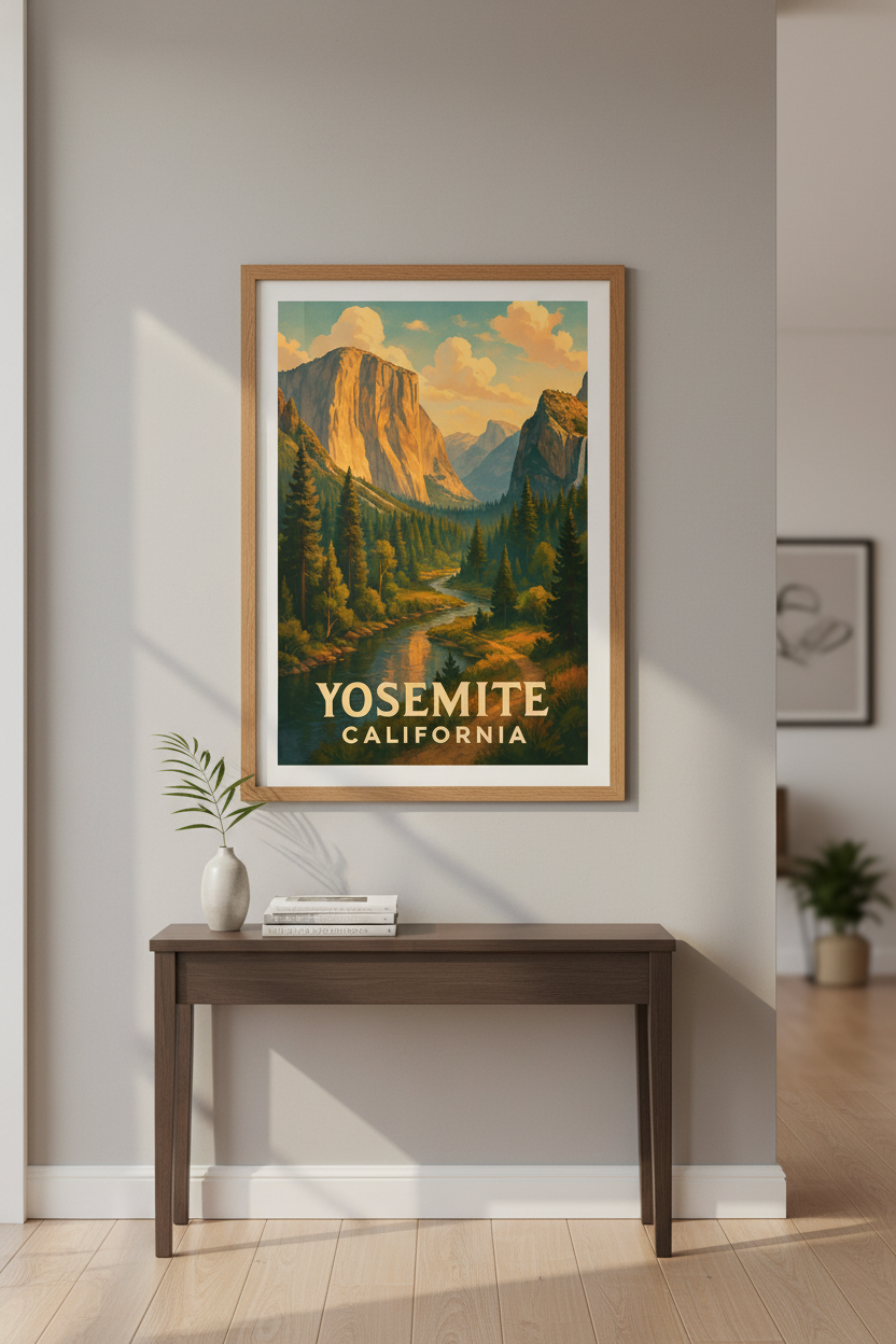 Granite Giants – Yosemite National Park Watercolor Art Print