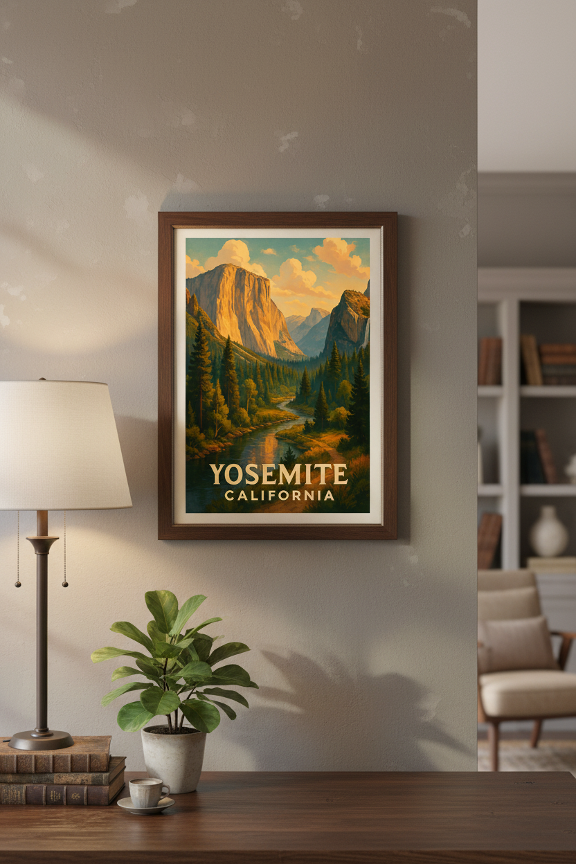 Granite Giants – Yosemite National Park Watercolor Art Print