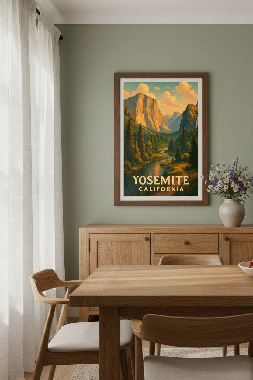 Granite Giants – Yosemite National Park Watercolor Art Print