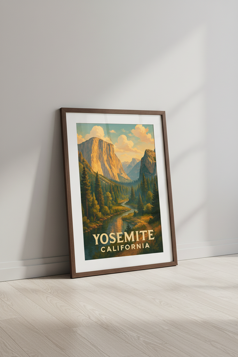 Granite Giants – Yosemite National Park Watercolor Art Print