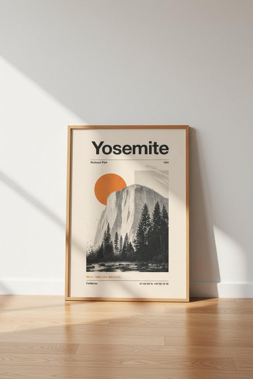 Yosemite National Park Wall Art | Minimalist El Capitan Print | Modern Nature Poster