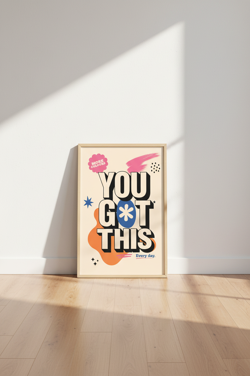 You Got This Quote Poster | Retro Typography Wall Art | Colorful Office Decor