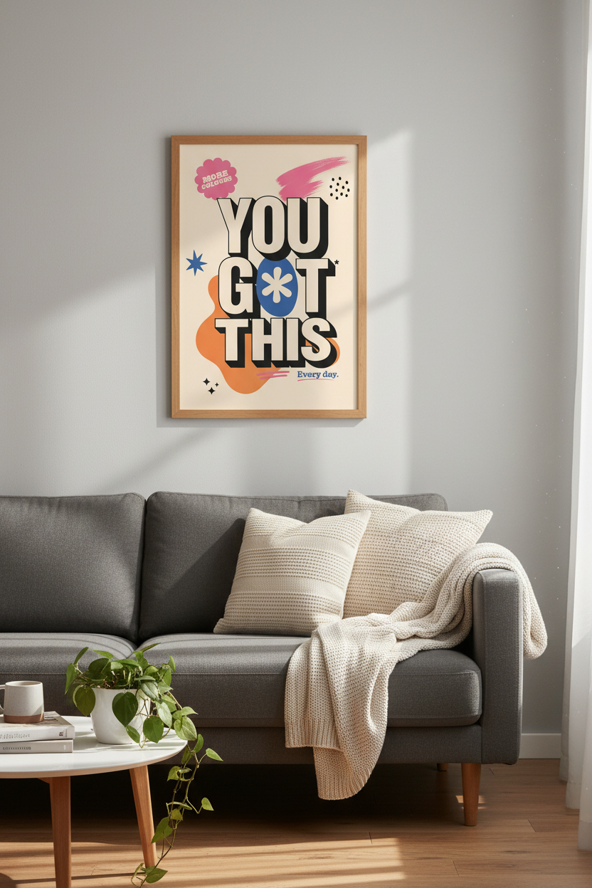 You Got This Quote Poster | Retro Typography Wall Art | Colorful Office Decor