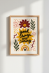 good things wall art | Boho sunburst palette, living room decor | Vibrant poster