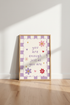 You Are Enough Print | Purple Checkered Flower Wall Art | Pastel Affirmation Poster