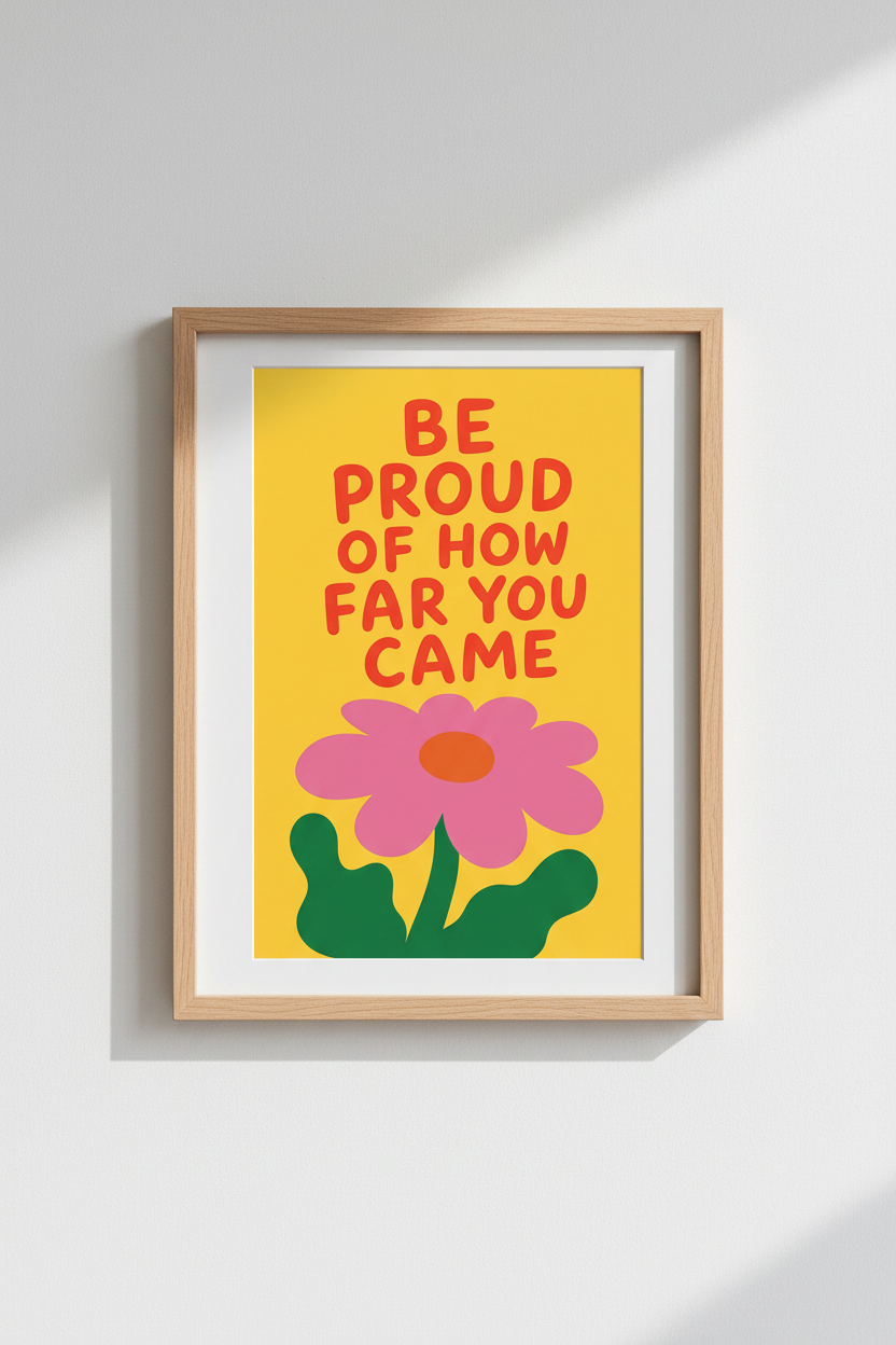 Retro Quote Wall Art | Groovy Flower Affirmation Poster | Vibrant Positivity Decor