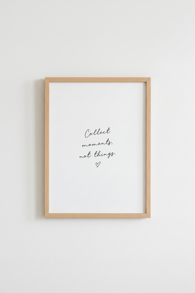 Collect Moments Not Things Wall Art | Minimalist Quote Poster | Aesthetic Decor