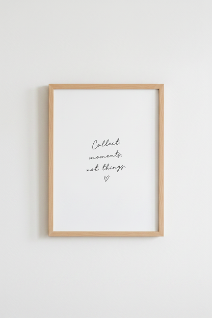 Collect Moments Not Things Wall Art | Minimalist Quote Poster | Aesthetic Decor