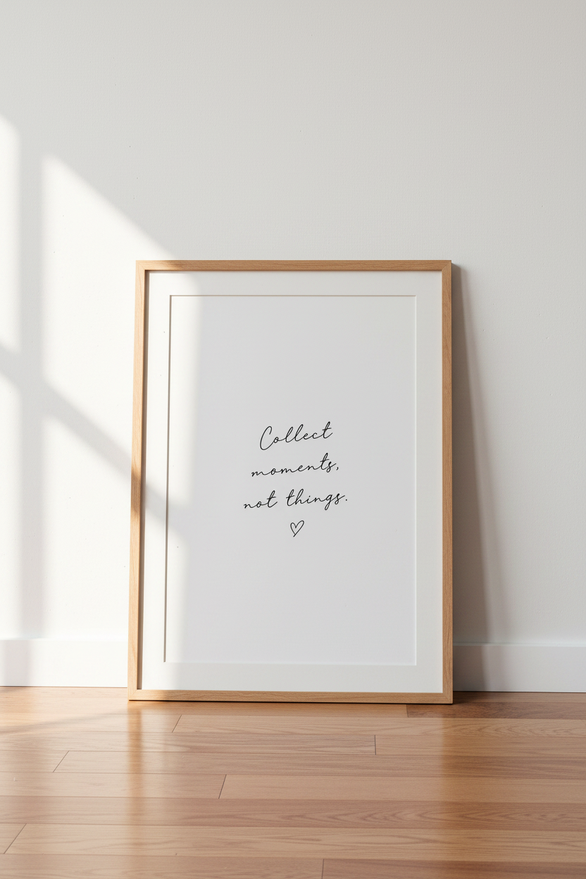Collect Moments Not Things Wall Art | Minimalist Quote Poster | Aesthetic Decor